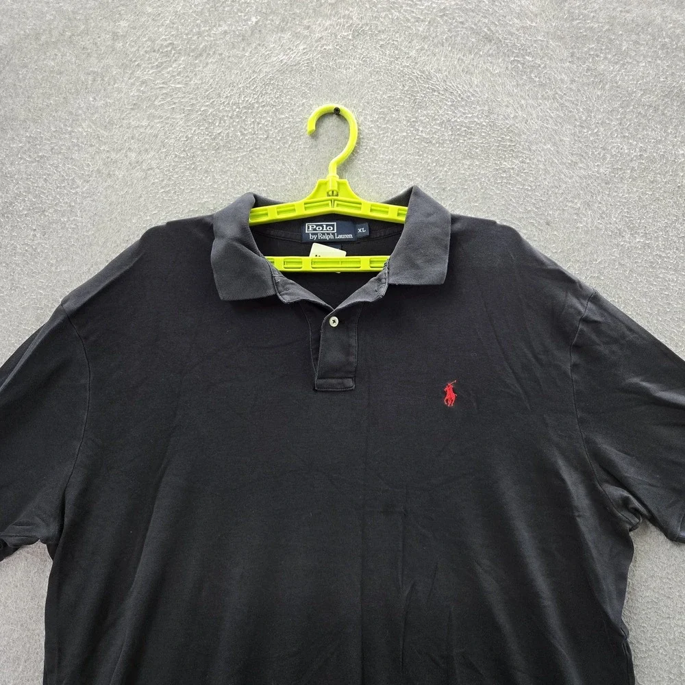 Polo By Ralph Lauren Men Polo XL Black Embroidered Button Logo Short Sleeve READ